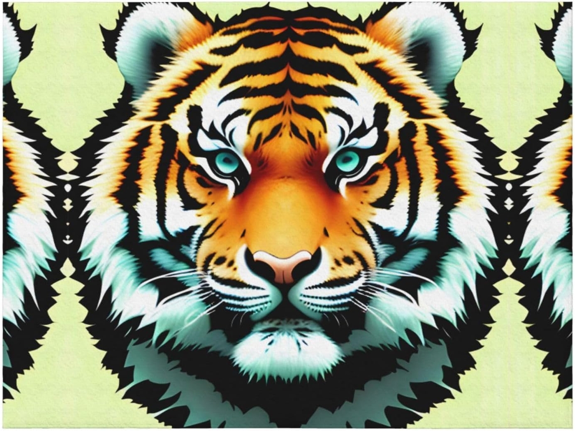 Manta de Flanela Ultramacia Phayah com Estampa Cabeça Tigre para Sofá Cama Sala Estar Escritório Pausa o Almoç