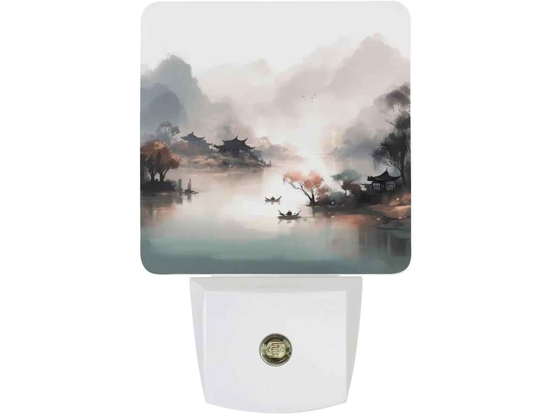 Luminária Noturna Romântica Com Vista O Rio, Sensor Crepuscular, Luz Led Branca Quente, Lâmpada De Baixo Consumo