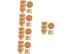 Conjunto De 20 Puxadores De Gaveta Em Rattan Trançado Estilo Boho Para Móveis.