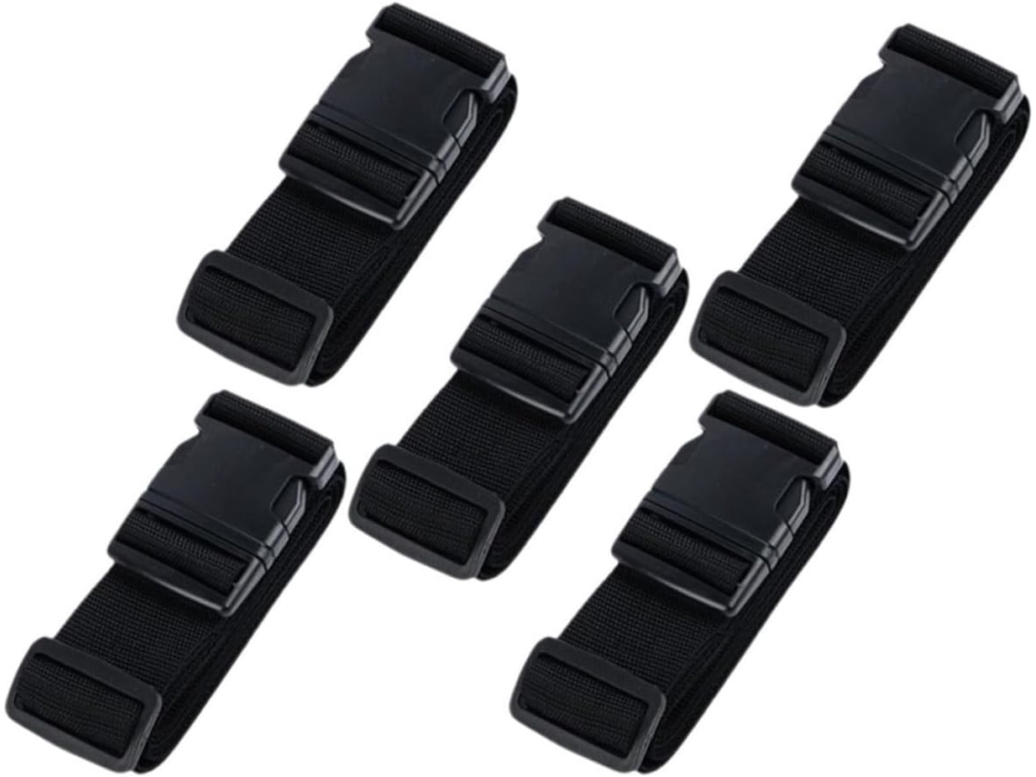 Conjunto De 5 Cintas Bagagem Ajustáveis Em Polipropileno Preto Com Fivela, Leves E Práticas Para Malas, Design Simples E