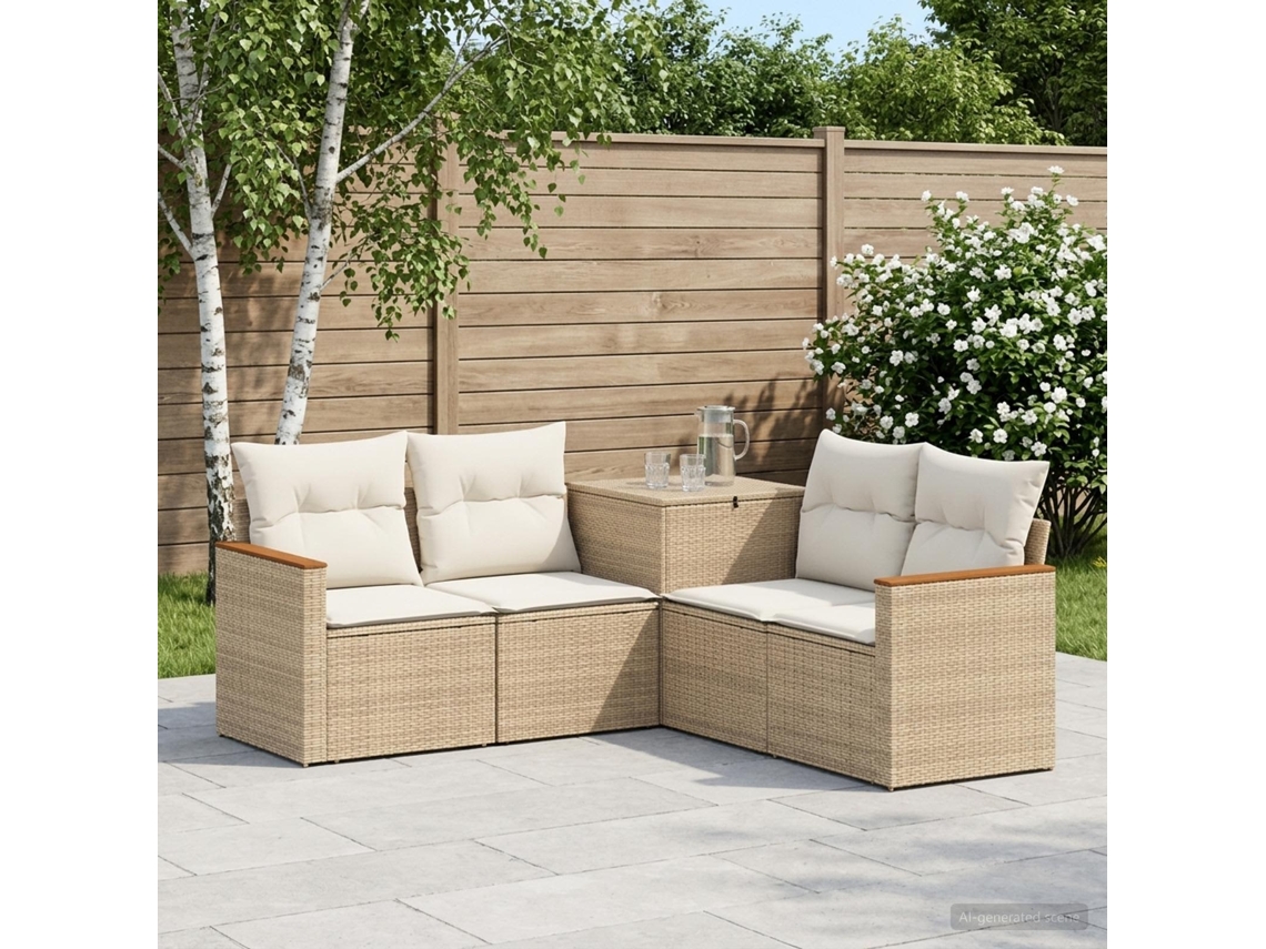 Vidaxl Conjunto De Sofás 5 Unid. Bege E Branco Creme