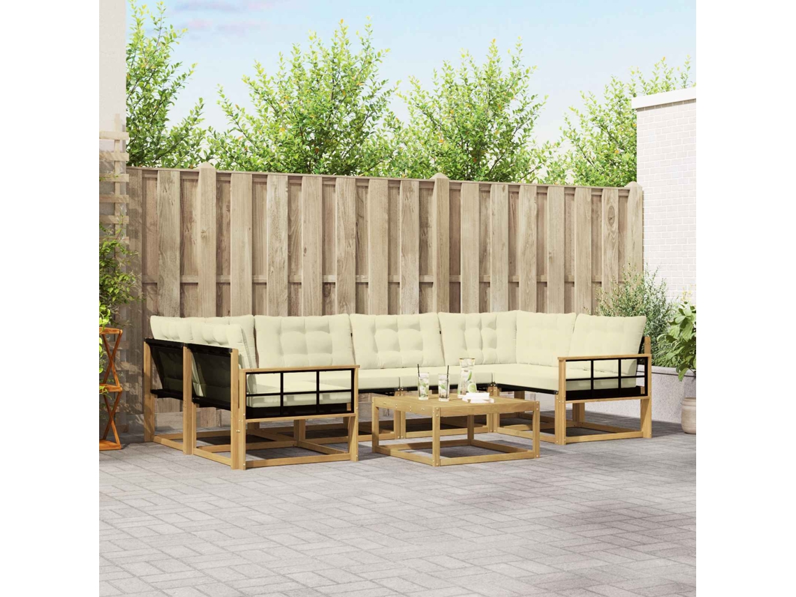 Vidaxl Conjunto De Sofás Para Exterior 7 Unid. Branco E Creme