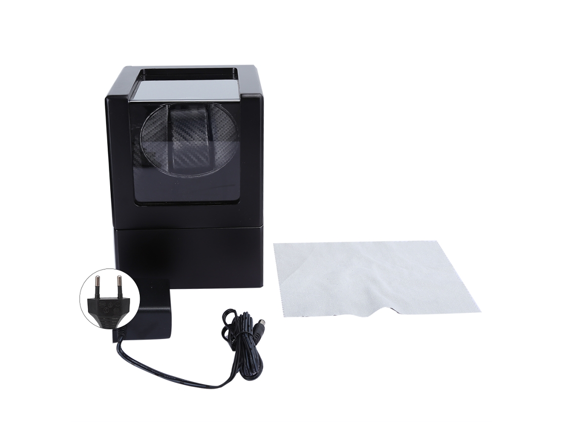 Caixa de Enrolamento Automática para Relógio Mécanico Pequena e Silenciosa com Plugue (preto)