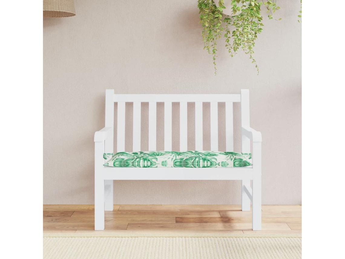 Vidaxl Almofadão Banco Jardim 110x50x7 Cm Tecido Oxford Padrão Folhas