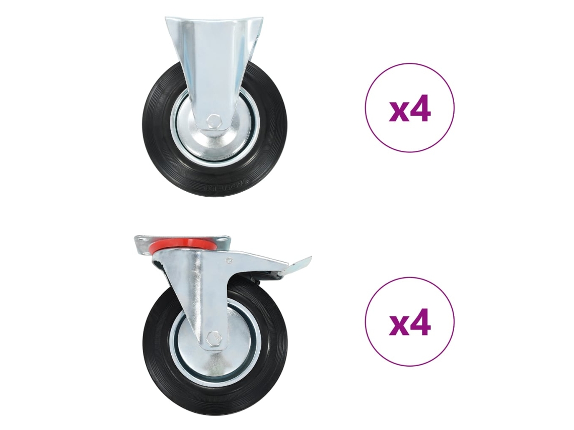 Vidaxl 8 Pcs Rodas 200 Mm
