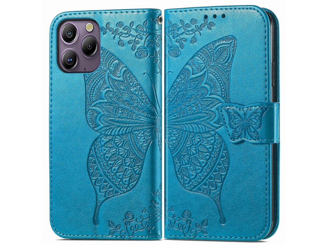 Capa De Couro Com Estampa De Borboleta E Flor Para Blackview A96