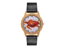 Reloj De Cuarzo Para Parejas Unisex Con Correa De Acero Malla Patrón Animal Zhoulianfa Negro