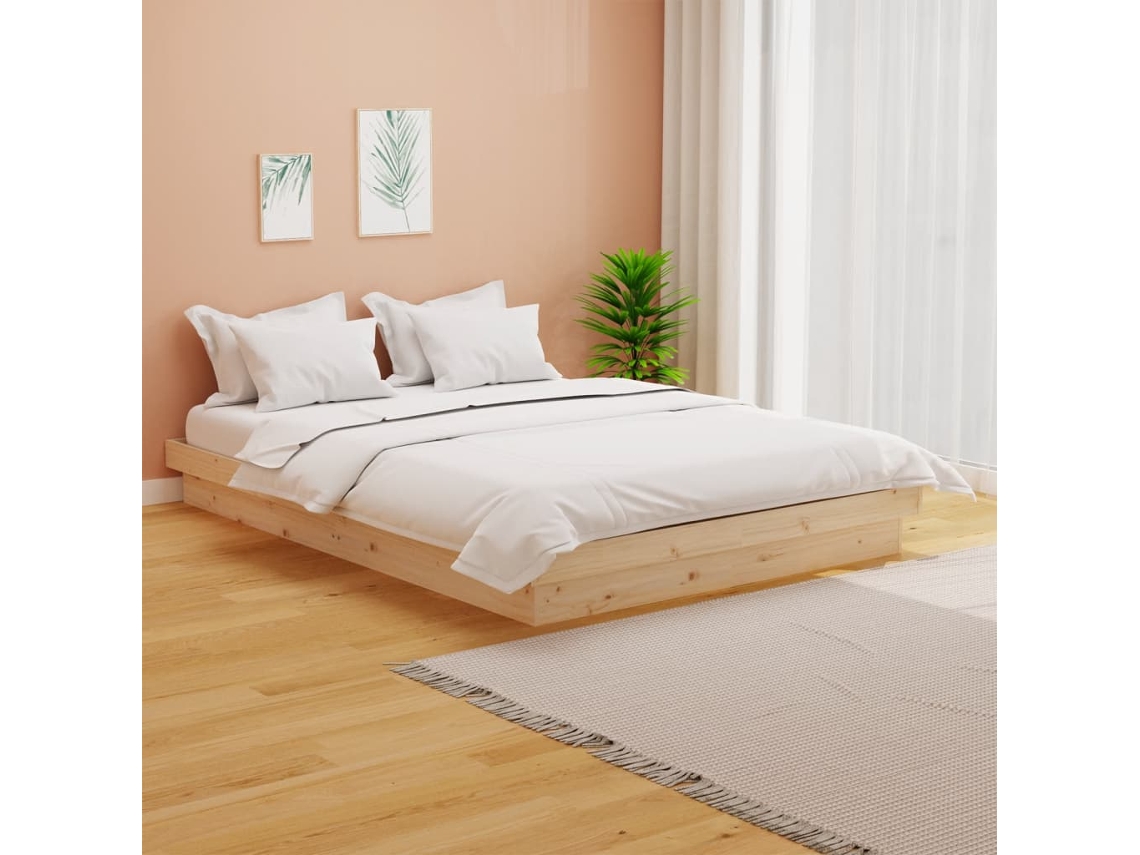 Vidaxl Estrutura De Cama 140x190 Cm Madeira Maciça