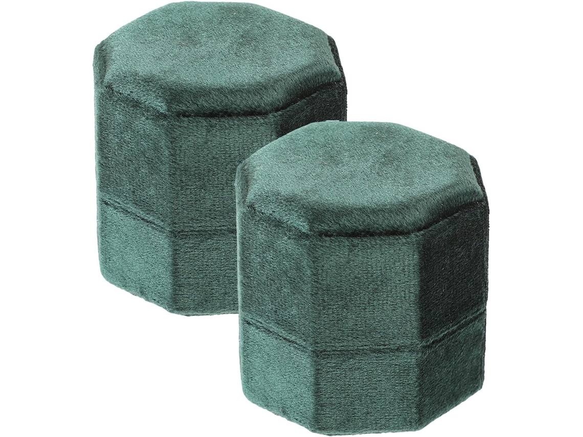 Conjunto De Presente Com 2 Peças: Anel Hexagonal De Veludo Com 3 Ranhuras