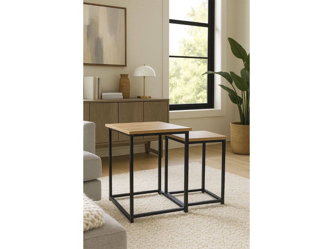 Conjunto De 2 Mesas De Centro Ceu 40 X 34 Cm - Castanho Claro
