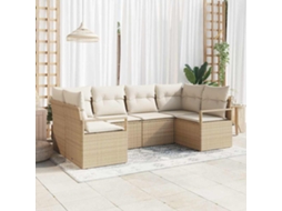 Vidaxl Conjunto De Sofá De Jardim 6 Unid. Bege E Branco Vime Pe