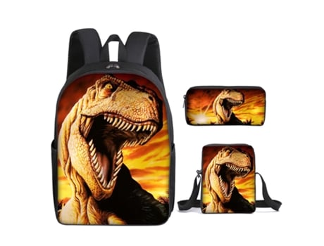 Mochila KOHREE Estudantil Dinossauro Conjunto de Três Peças