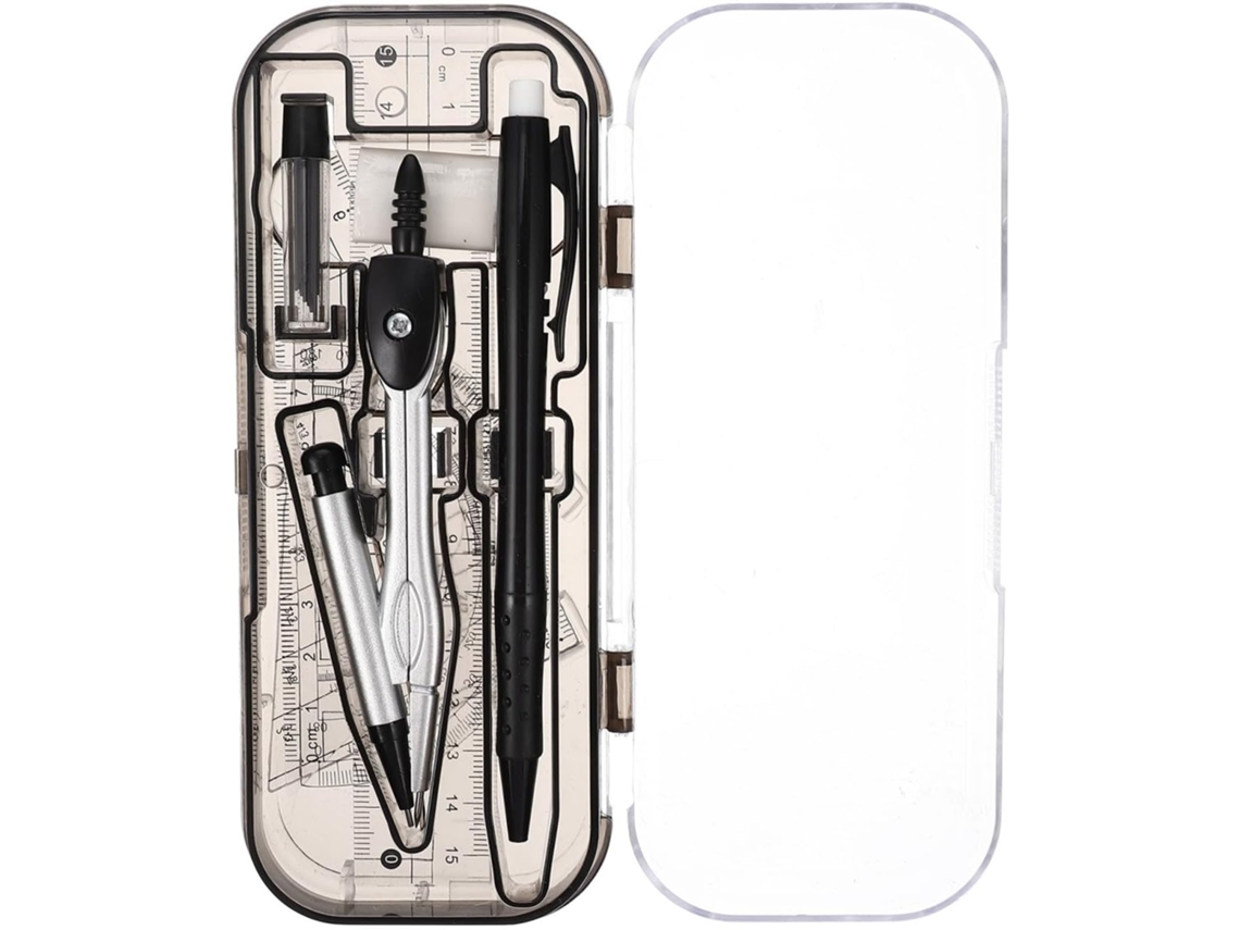 Kit De Desenho Profissional Para Estudantes, Régua E Transferidor De Metal, Leve E Versátil Para Decoração Escolar