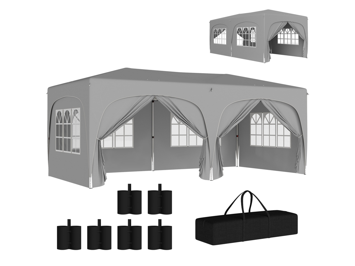 Gazebo CHEZMOI Pop up 3x6 m com proteção UPF50+ e bolsa de transporte