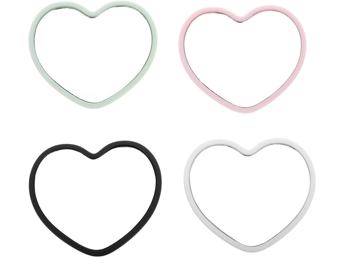 Conjunto de 4 espelhos portáteis em formato de coração para meninas, espelho de maquiagem compacto
