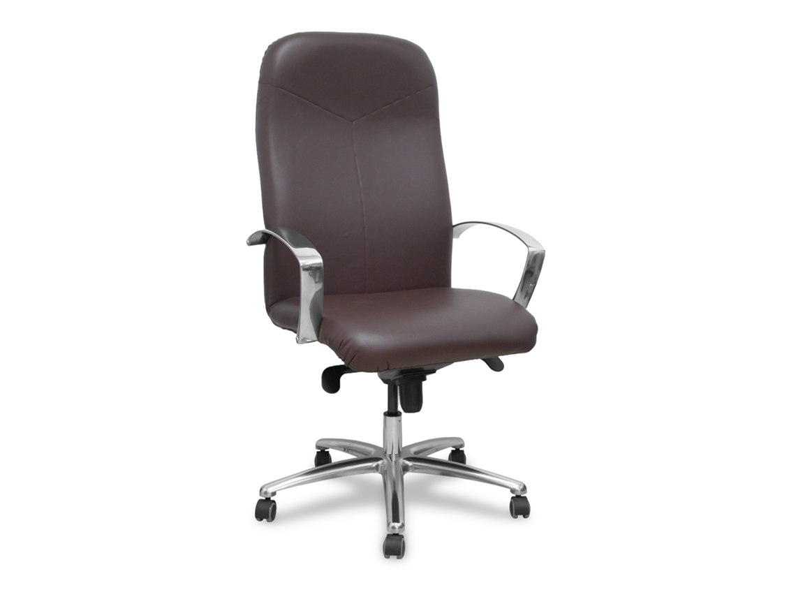 Sillón Caudete Com Mecanismo Basculante Avanzado Estofada Com Símile Pele Cor Castanho Escuro