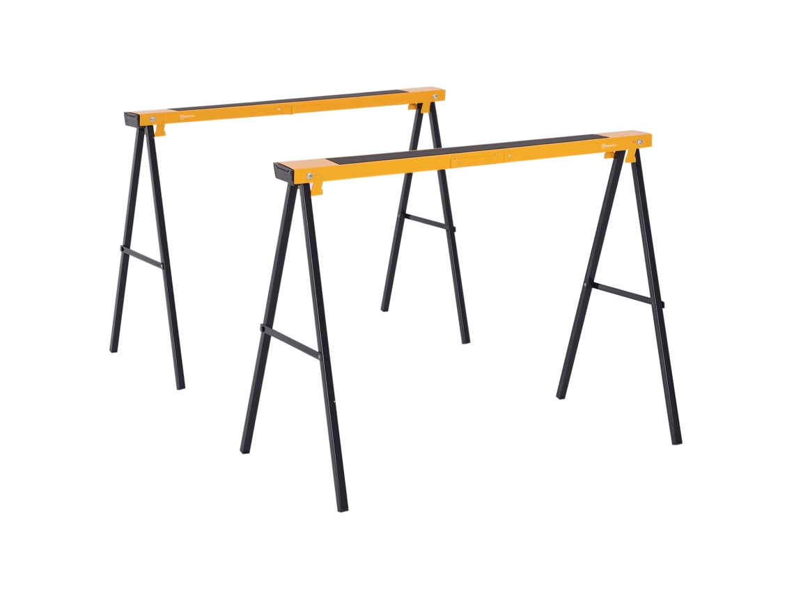 Conjunto de 2 Pontes Dobráveis com Alça de Transporte 100x50x76 Cm Metal Preto Amarelo S/MARCA