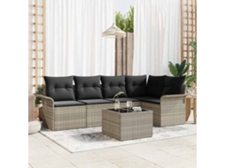 Vidaxl Conjunto De Sofá De Jardim Com Almofada 6 Pcs Cinzento-claro