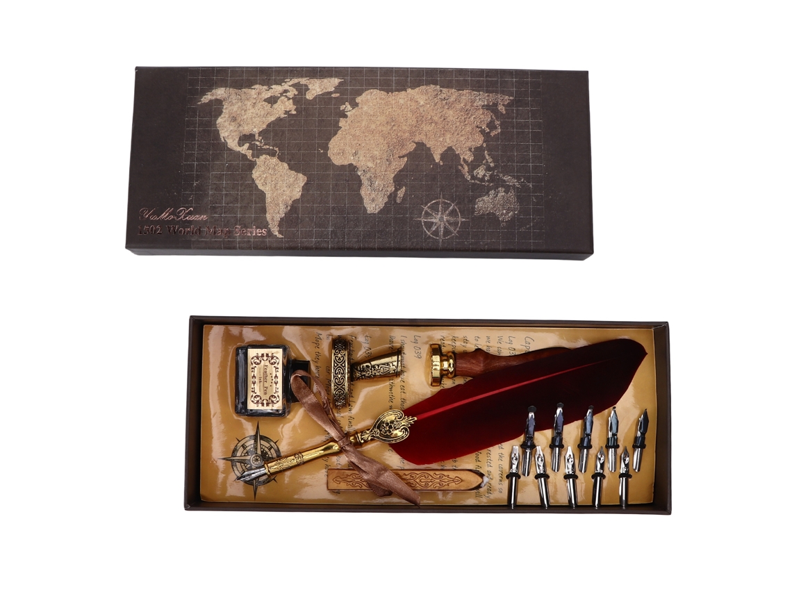 Pluma De Caligrafia Estilo Retro Com Pontas Substituíveis, Kit De Escrita Decorativa Para Presente Crimson