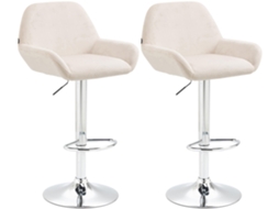 Conjunto de 2 banquetas de bar em metal com formato de arco, apoio para os pés e assentos em veludo creme Tdb10789