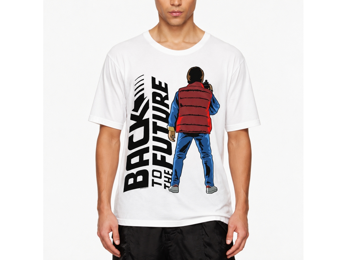 Rockinstone Back To The Future Movie Back To Back White Adult T-shirt Size:l