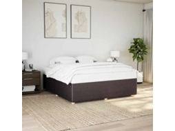 Estrutura De Cama Sem Colchão 200x200 Cm Tecido Castanho-escuro