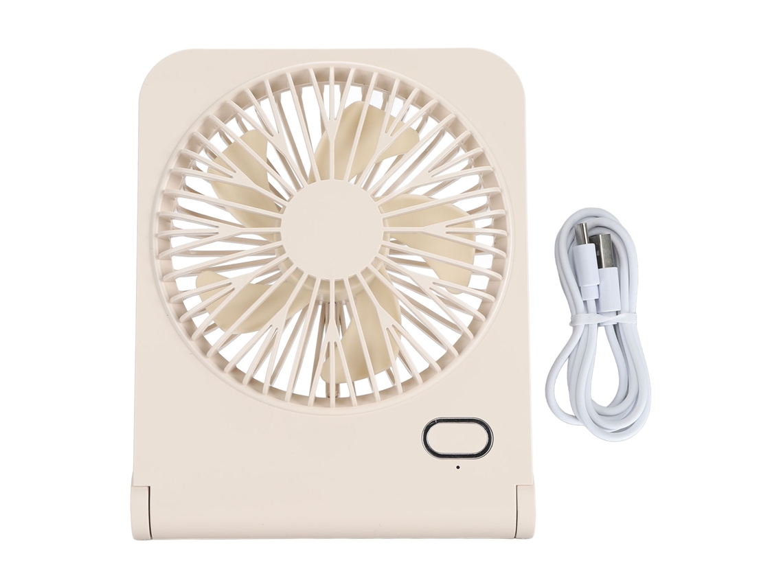 Ventilador Mesa Portátil 3 Velocidades Recarregável Amarelo Claro
