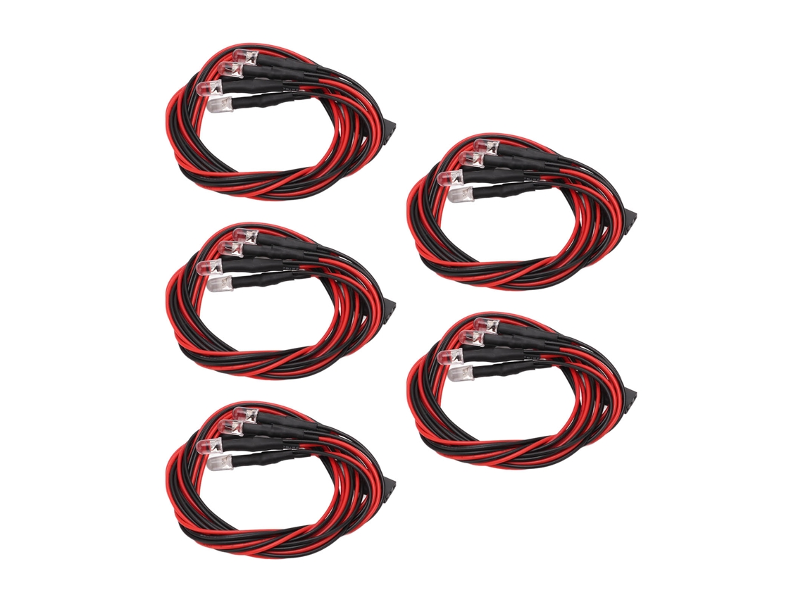 Kit De 5 Conjuntos De Luzes Led Para Carro Rc Com 4 Leds De 5mm Alto Brilho Luz Branca E Vermelha Para Faróis Modificados