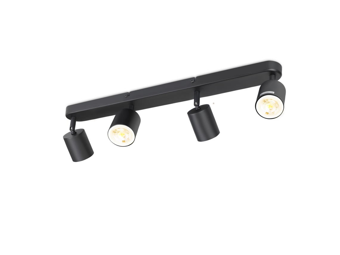4 Focos Gu10 Max.25W Preto Led Luz de Teto Refletor de Sala de Estar Ajustável 350 para Corredor Quarto Cozinha Mesa de Jantar NETTLIFE