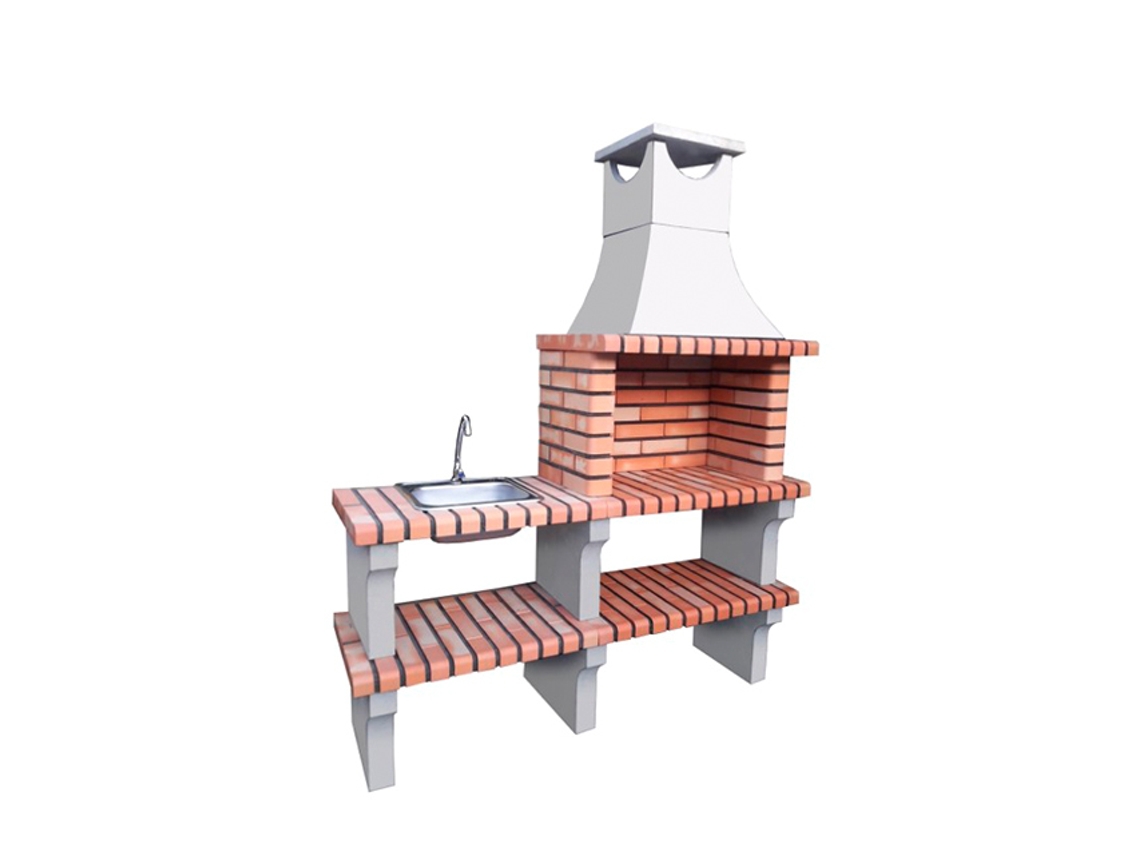 Churrasqueira ARTICIMENTOS Bbq XL - Art - com Lava - Louça, Produzida Em Tijolo e Cimento Refratário, com Laterais Em Tijolo - 153x52x196cm