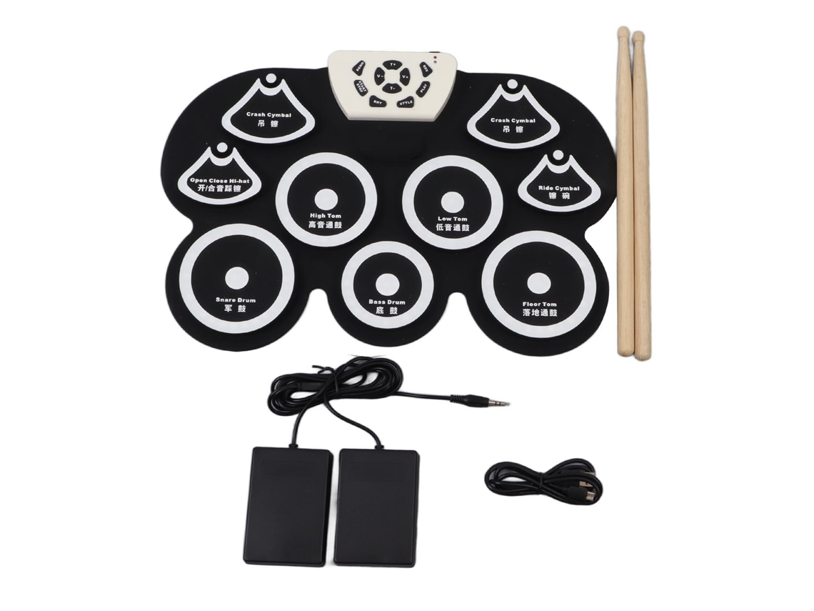 Mali conjunto de Bateria Eletrônica Enrolável Silicone Macio com Pedal, Pad de Prática À Prova D'água