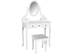 Toucador Mdf, Madeira Maciça Cor Branco 80x40x140 cm Homcom