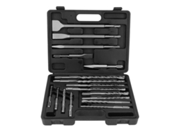Conjunto de 17 brocas e cinzéis SDS Plus para furadeira de impacto. Ferramenta para perfuração e ranhuramento em concreto.