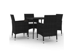 Garden Dining Set, Garden Dining Sets Vidaxl Preto Rattan / Vime (80 Cm Table Length)