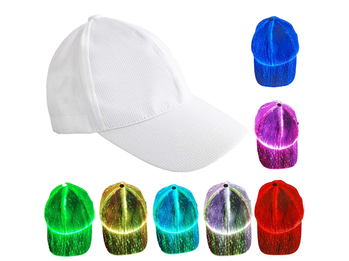 Omni-2026gorra De Béisbol Led Luminosa Com Mudança De Cor Para Halloween E Natal Gorra De Hip Hop Com Fibra Óptica