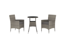 Maison Exclusive - 3 Pcs Conjunto Bistrô De Jardim C/ Almofadões Vime Pe Cinza