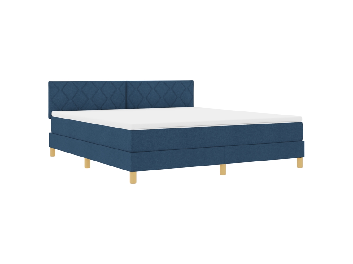 Cama Box Spring  Com Colchão E Led Azul Vidaxl Tecido (180x200 Cm)