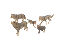 2026 5 Figuras Realistas de Lobos - Brinquedos de Animais Selvagens - Modelos de Plástico com Detalhes Vívidos