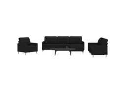 Vidaxl 4 Pcs Conjunto De Sofás Com Apoio Para Pés Tecido Preto