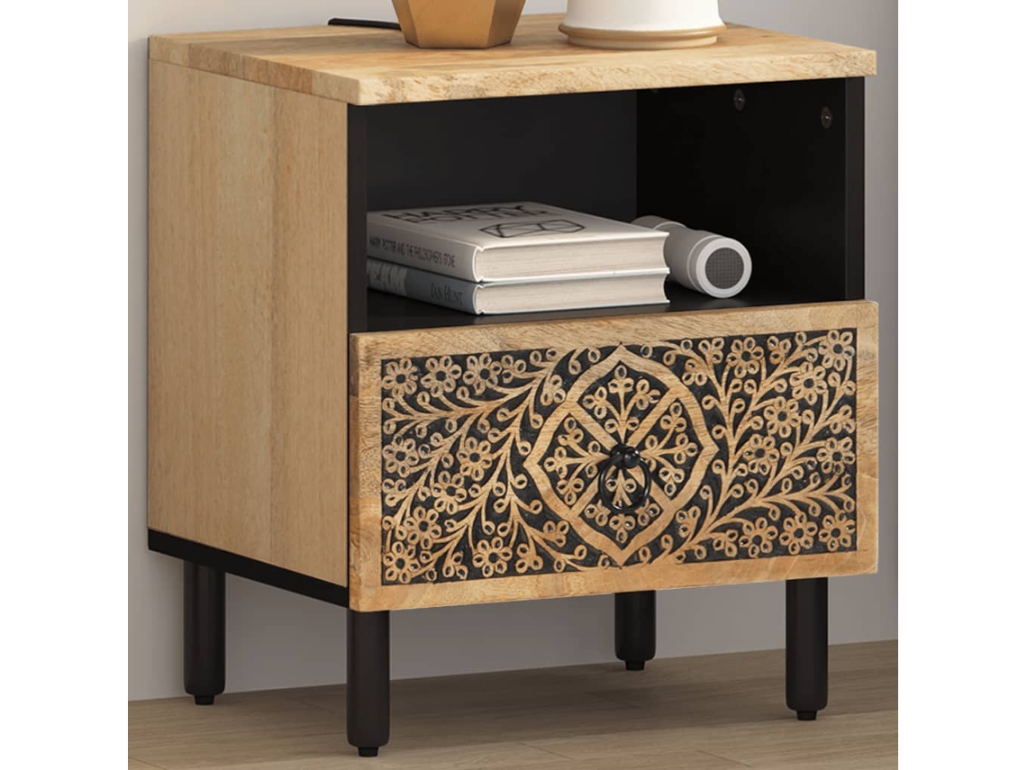 Vidaxl Mesa De Cabeceira 40x33x46 Cm Madeira De Mangueira Maciça