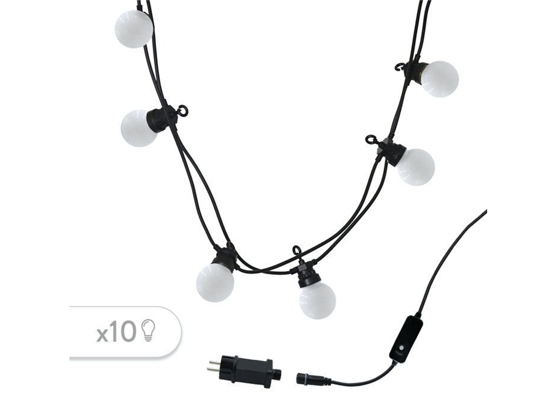 Cordão de Luzes para Exterior, Lumisky, Party Milky 10, 10 Lâmpadas Led, Branco Quente, Conectável, 5, 7 M, 8 Modos de Iluminação BRILVIBERA