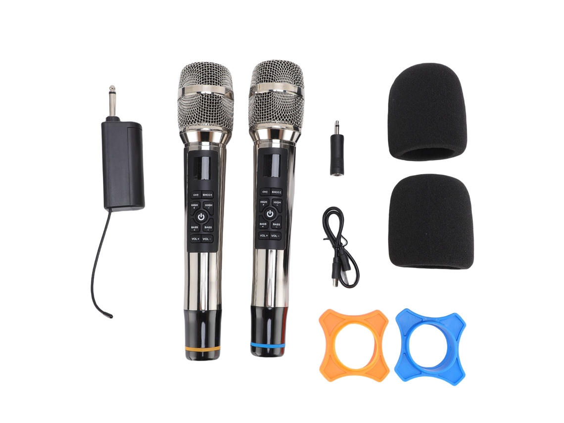 Microfone sem fio EOOCOO profissional, todo de metal, com reverb embutido, para um ou dois | EOOCOO