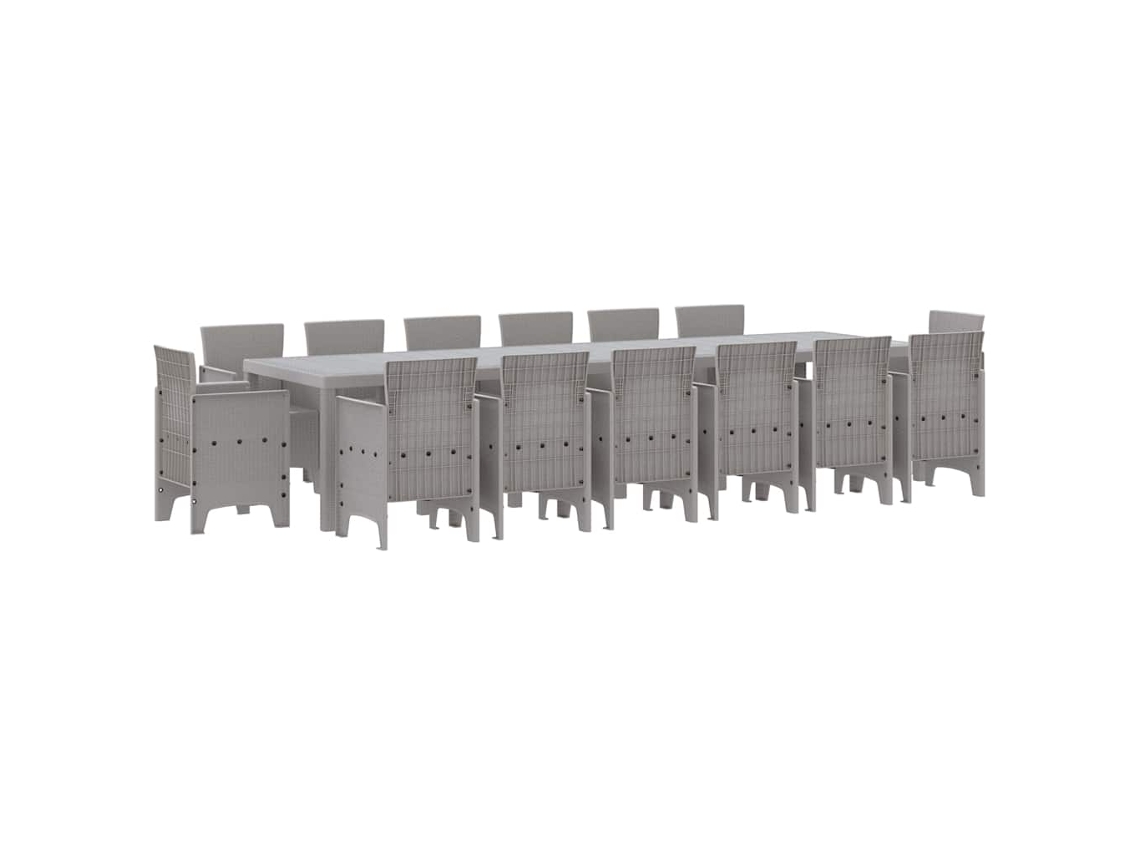 Maison Exclusive - Conjunto De Jantar Para Jardim 15 Pcs Cinzento-claro