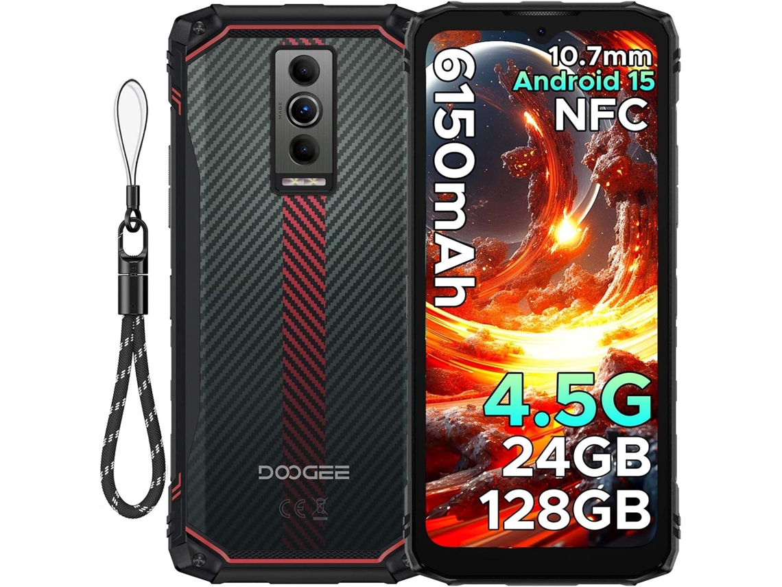 Smartphone robusto Doogee Blade10 Energy 24gb 128gb 6.56 6150mah Android 15 vermelho
