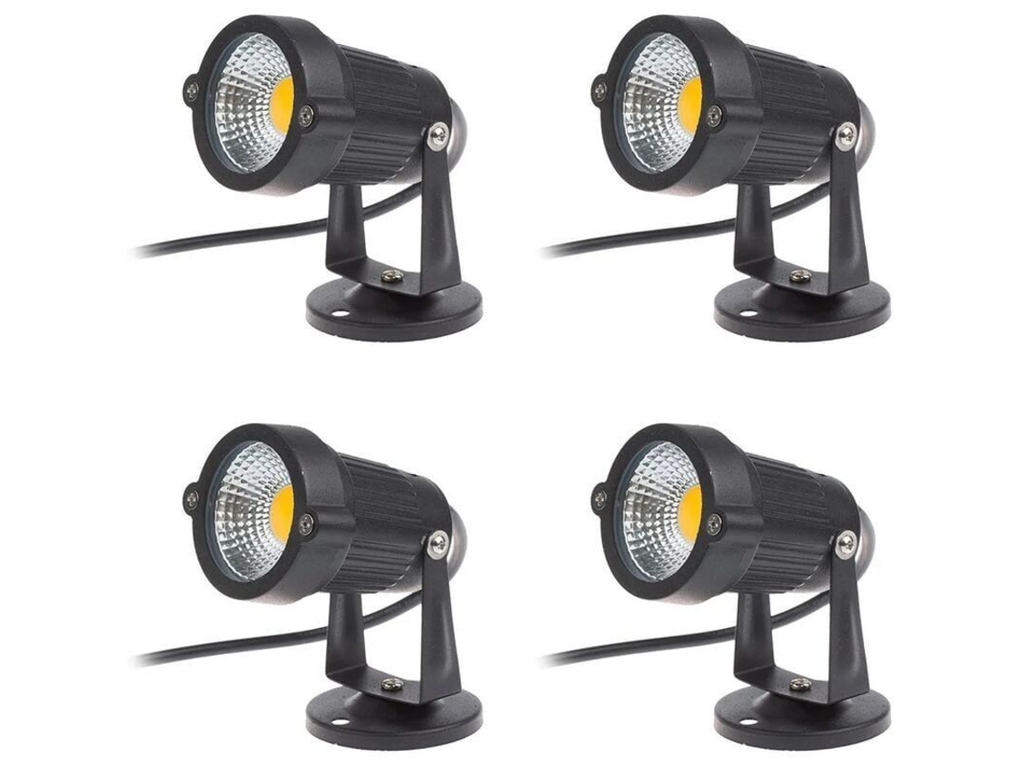 Conjunto de 4 Spotlights LED COB 5W 220V Ajustáveis para Jardim e Terraço | S/MARCA