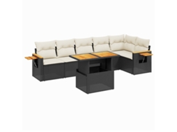 Conjunto de 7 Sofás para Jardim com Almofadões Vime Pe Preto MAISON EXCLUSIVE (7 pcs)