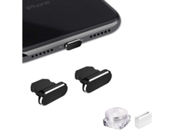 Yuru plug Anti Poeira de Metal para Iphone 14 13 12 11 X Xs Xr 8 7 Se Mini Plus Pro, 2 Pack com Caixa de Armazenamento (preto)