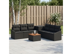 Vidaxl Conjunto De Sofás 8 Unid. Preto Rattan Poliéster E Aço