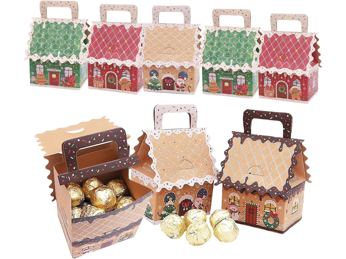 Caixas De Doces Natalinas, Pacote Sazonal Com 8 Unidades E Alça