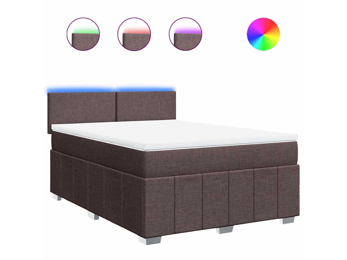 Cama com Molas e Colchão Tecido Castanho Escuro MAISON EXCLUSIVE (140x190 cm)
